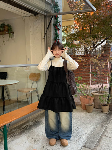 Hecky Suede Strap Tiered Mini One Piece